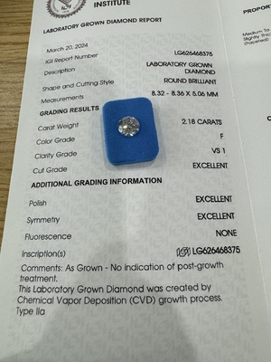 kaufen F VS1 3EX CVD Labor gewachsener Diamant Schmuckzubehör online manufacture