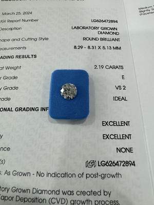 kaufen 2.19 Karat E VS2 3EX CVD Laborgewachsener Diamant Rundform online manufacture