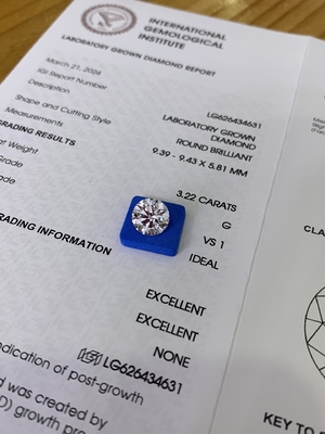 kaufen 3.23CT G VS1 3EX CVD Lab Created Diamonds IGI Zertifikat LG626434631 online manufacture