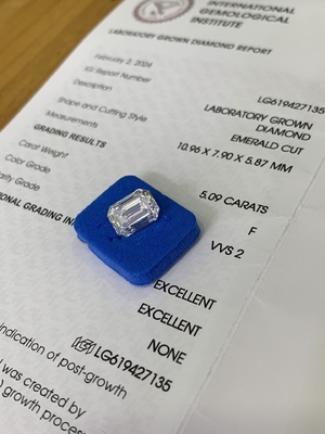 kaufen Synthetische 5.09CT F VVS2 2EX CVD Lab geschaffen Diamant Smaragd Schnitt online manufacture