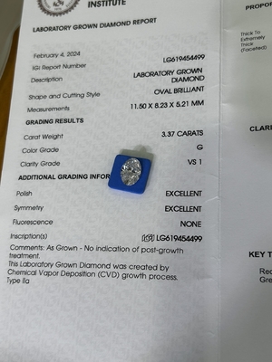 kaufen 3.37ct künstlicher Diamant ovaler Brillantschnitt CVD G VS1 2EX N IGI LG6169427133 online manufacture