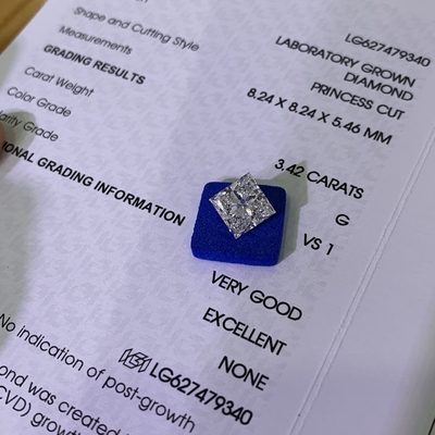 kaufen 3.42CT G VS1 EX VG CVD Labor gewachsen Diamanten Prinzessin Schnitt OEM ODM online manufacture