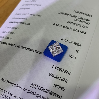 kaufen 4.12CT G VS1 2EX CVD Lab geschaffen Prinzessin Schnitt Diamant für Schmuckherstellung online manufacture
