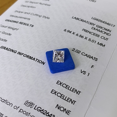 kaufen 2.02 Karat F VS1 2EX CVD Princess Cut Lab Diamant OEM ODM online manufacture