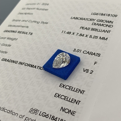 kaufen 3.01CT F Farbe VS2 Klarheit 2EX Birnenförmig Labor Diamant online manufacture