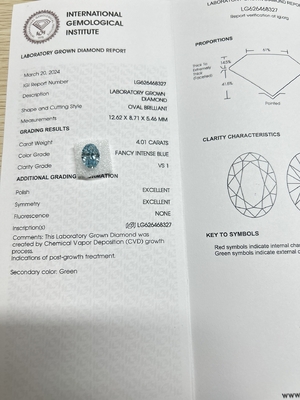 kaufen Blau 4.01ct VS1 CVD Lab geschaffen Diamanten künstliche Diamanten für Schmuckherstellung online manufacture