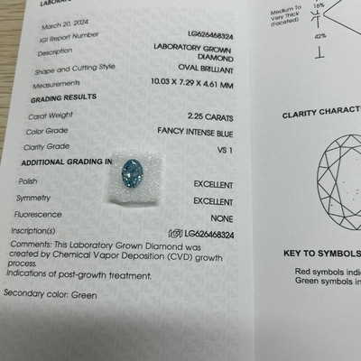 kaufen 2.25ct Oval Schnitt Labor gewachsen Diamant Fancy Intensiv Blau VS1 Klarheit online manufacture