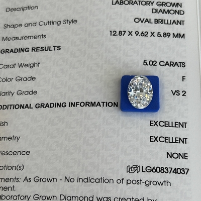 kaufen 5.02ct VS2 F Künstliche Diamanten Laborgewachsenen Diamanten Ovalschnitt online manufacture