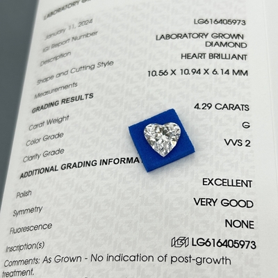 kaufen 4.29ct Laborgewachsene Diamanten Herzschnitt CVD G Farbe VVS2 2EX online manufacture