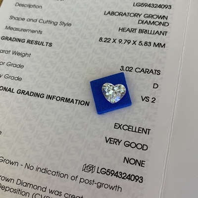 kaufen 3.02 Karat Herzförmige Labordiamanten D Farbe VS2 Klarheit online manufacture