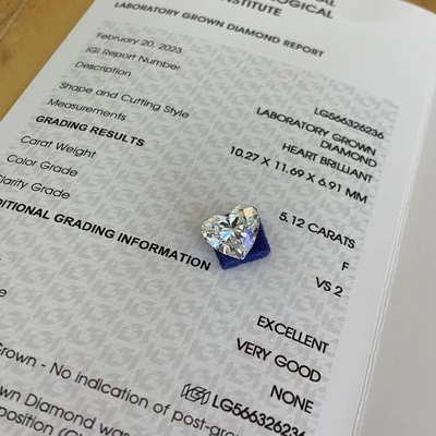 kaufen 5.12ct Herzlabor ausgewachsene Diamanten CVD F VS2 2EX N IGI LG566326236 online manufacture