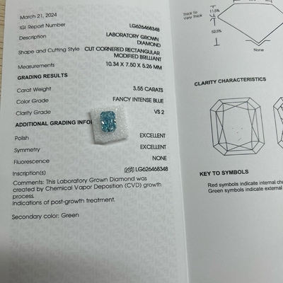 kaufen 3.55ct VS2 Synthetisch Blau Diamant Laborgewachsen Diamanten HPHT Fancy Lebhaft Blau online manufacture