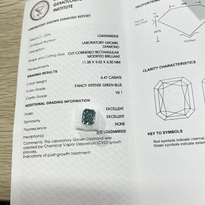 kaufen VS1 6,47ct Labor-Blau Diamanten Strahlende Form HPHT Labor-Diamanten Fancy Intensivblau online manufacture
