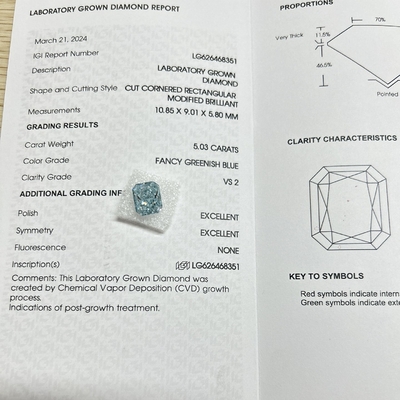 kaufen VS2 Labor Diamanten Strahlend geschnitten Blau Nuance Labor Diamant 5,03 Karat online manufacture