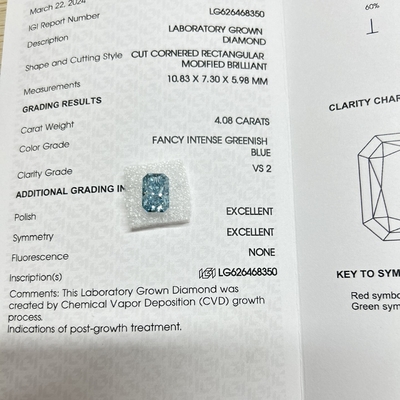 kaufen 4.08ct Blaue Lab Diamant Strahlend geschnitten CVD Fancy Grünblau VS1 2EX N IGI online manufacture