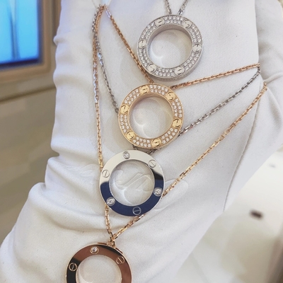 kaufen GH VS 18k Massivgold Halskette gepflastert Diamant Liebe Anhänger Set online manufacture