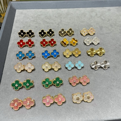 kaufen 18k Massivgold Ohrringe Agat Schmuck Replik Schmuck VAN Vierblätterklee Ohrringe online manufacture