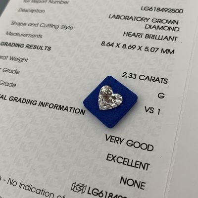 2.33ct Laborgewachsener Diamant Herzgeschnitten CVD G VS1 2EX N IGI künstliche Diamanten
