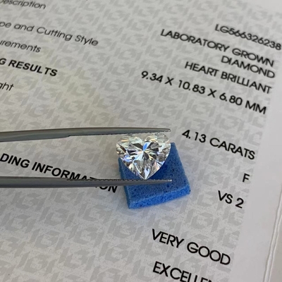 4.13ct VS2 Klarheit F Farbe Laborgewachsenes Herz Diamant IGI zertifiziert