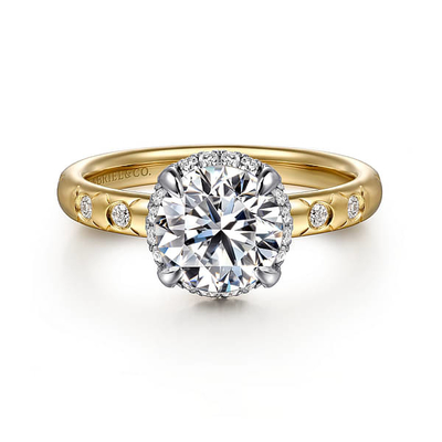 18K 14K 10K Massivgold Labor angepasst Diamant Halo Verlobungsringe