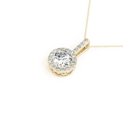 18K 14K 10K Massivgold Klarheit CVD Runder Schnitt Bezel Labor gewachsener Diamant Halskette mit Edelstein